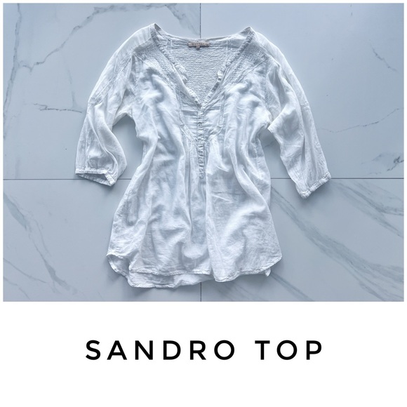 Sandro top size Large 3 white lace tunic - Picture 1 of 8